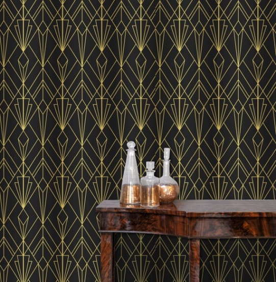 Backdate 3 Art Deco Wallpaper, Geometric Wallpaper, Dark Wallpaper, Antique