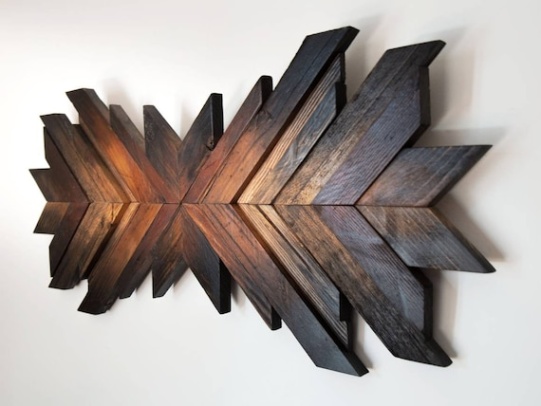 Backdate 3 Geometric Wall Art, Wood Wall Art, Large Wooden Mosaic, Dark Wall