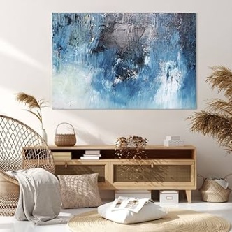 Backdate 3 Wall Pictures Decoration Living Room Abstraction Blue Black