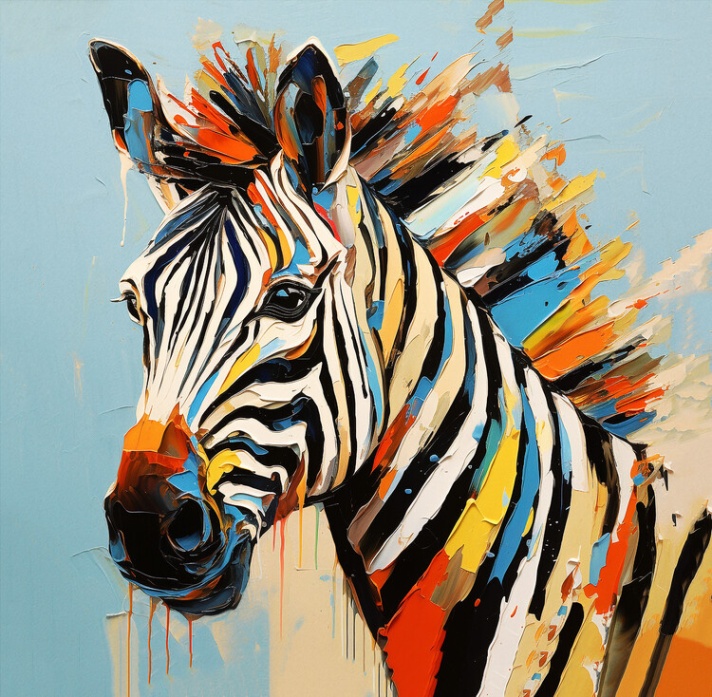 Backdate 4 Leinwanddruck Abstract Animal Zebra Portrait Painting, Canvas Art