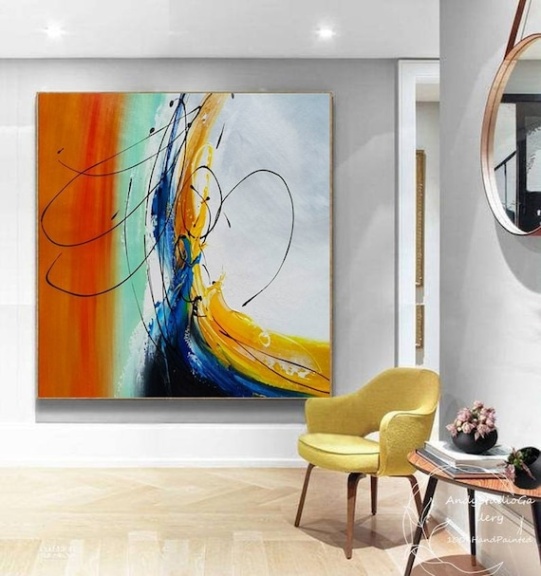 Backdate 5 Original Abstract Colorful Art Cheap Oil Painting Large Abstract