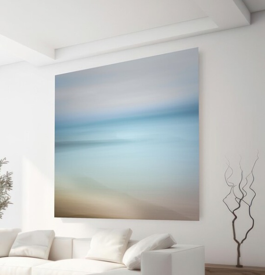 Backdate 5 Oversized Wall Art In Pale Blue And Gold For Japandi Livingroom