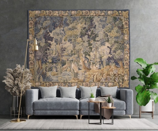 Niche Utama 1 Hand Woven Wool Aubusson Wall Hanging Tapestry Landscape Wall Art