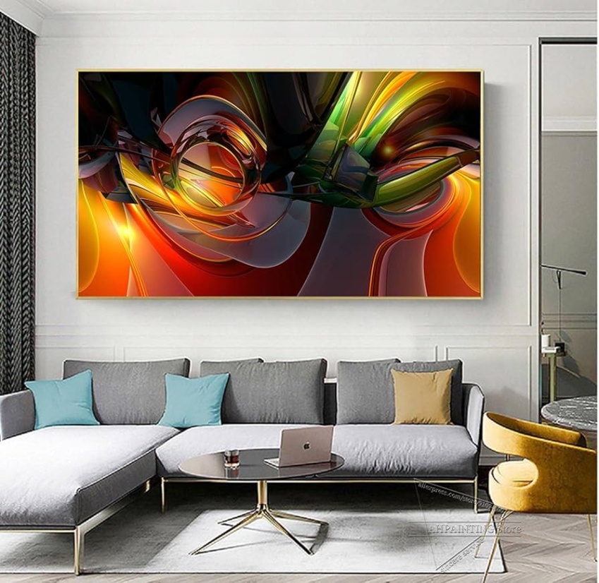 Niche Utama 1 Large Abstract Glass Painting On Canvas Poster For Living Room Wall Art  Decorative Picture Bedroom Decor Aesthetic Decorative X Inch Inner  Frame :