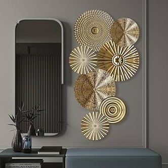 Niche Utama 1 Metal Wall Decoration, / Pieces, Round Wall Decoration, Wall Decoration  Decorations, D Wall Ornament, Round Metal Pictures, Gold Wall Sculpture  For