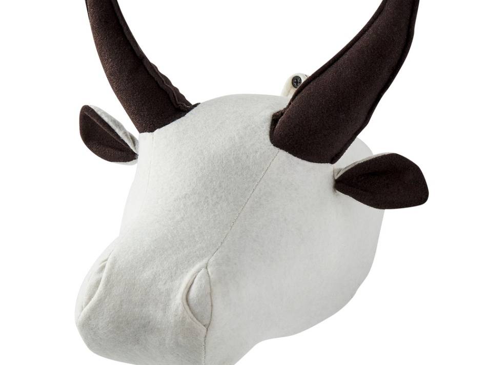 Niche Utama 1 Plush Animal Head Wall Décor Bull White GEOFFREY - Beliani