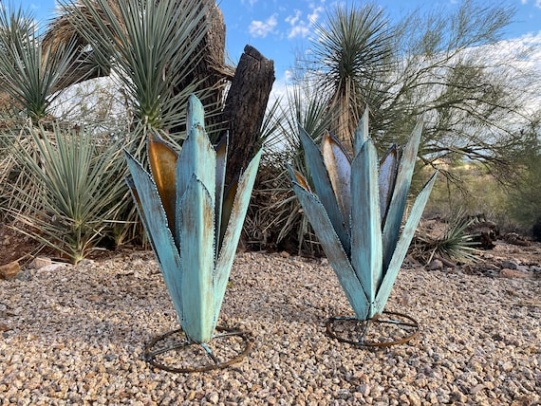 Niche Utama 1 Rustic Hand Painted Metal Agave Arizona Landscape Desert Cactus