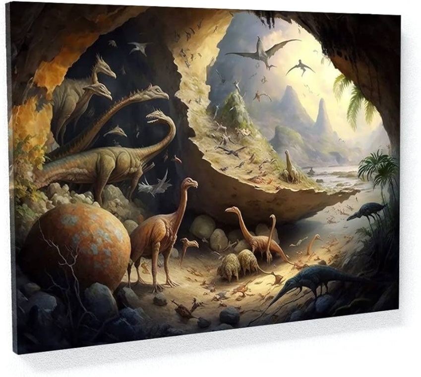 Niche Utama 1 Sense Canvas Dinosaur Prehistoric Cave  Canvas Art - Home