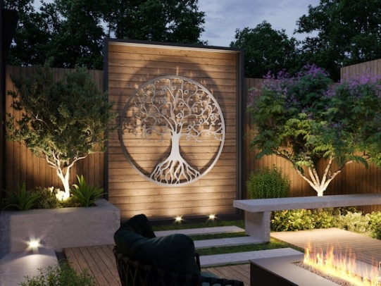 Niche Utama 1 Tree Of Life Outdoor Metal Wall Art, Large Metal Tree Wall Art