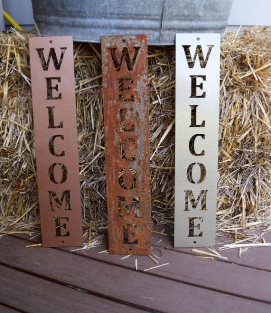 Niche Utama 1 Vertical Metal Welcome Sign Metal Wall Art Monogram Metal ArtMetal