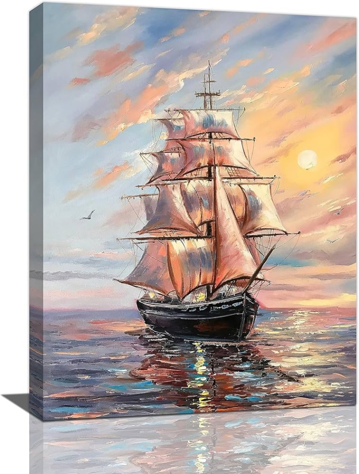 Niche Utama 2 Coastal Sailboat Landscape Decor Wall Art Sailboat Scenery