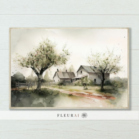 Niche Utama 2 Farmhouse Landscape  Modern Farmhouse Decor, Farmhouse Print