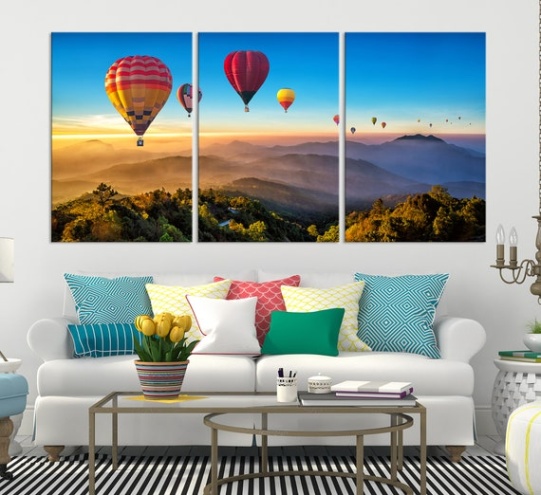 Niche Utama 2 Large  Panel Air Balloons Canvas Art Print, Multi Panel Large