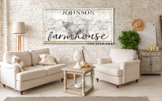 Niche Utama 2 Modern Farmhouse Wall Decor Custom Family Name Established Sign