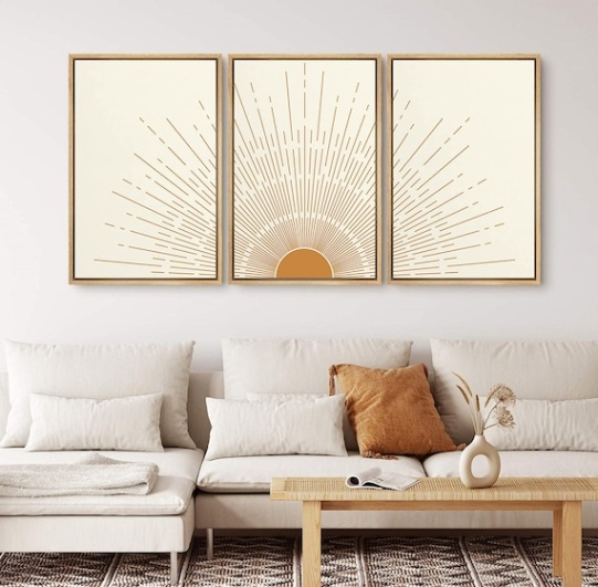 Niche Utama 2 SIGNWIN  Piece Framed Canvas Wall Art Sun With Rays Prints Mid